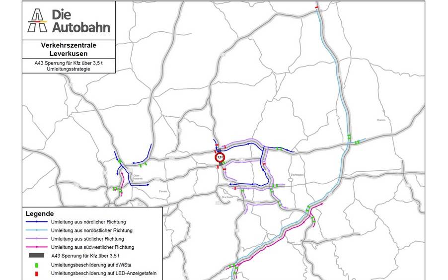 Projektplan und Fahrverbot A43 Emschertalbrücke