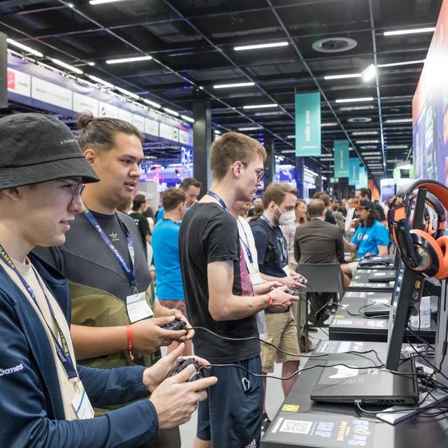 Ein Stand auf der Messe gamescom.