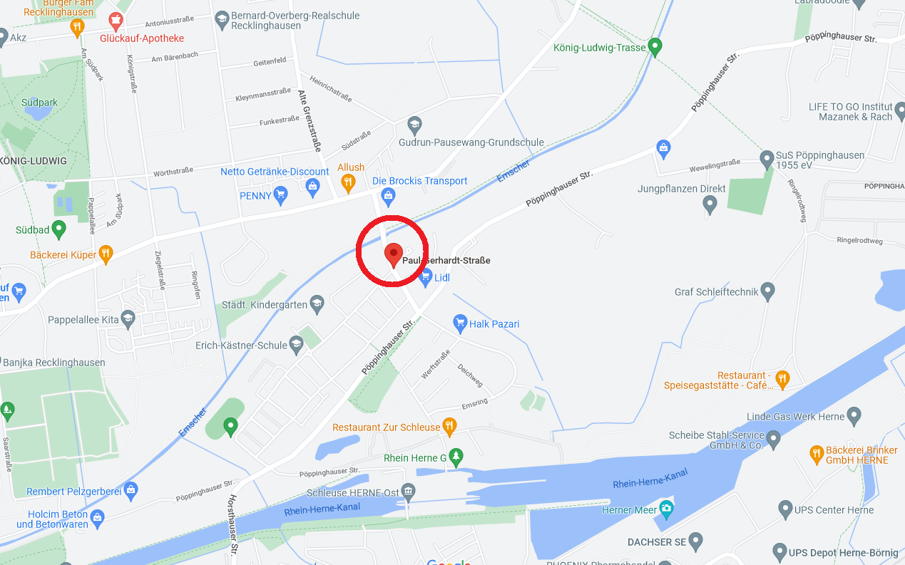 Die Sperrung befindet sich im Roten Kreis auf der Karte
