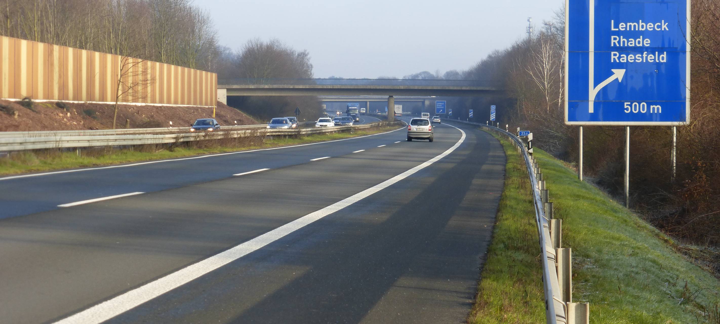 Engpass auf der A31 bei Dorsten