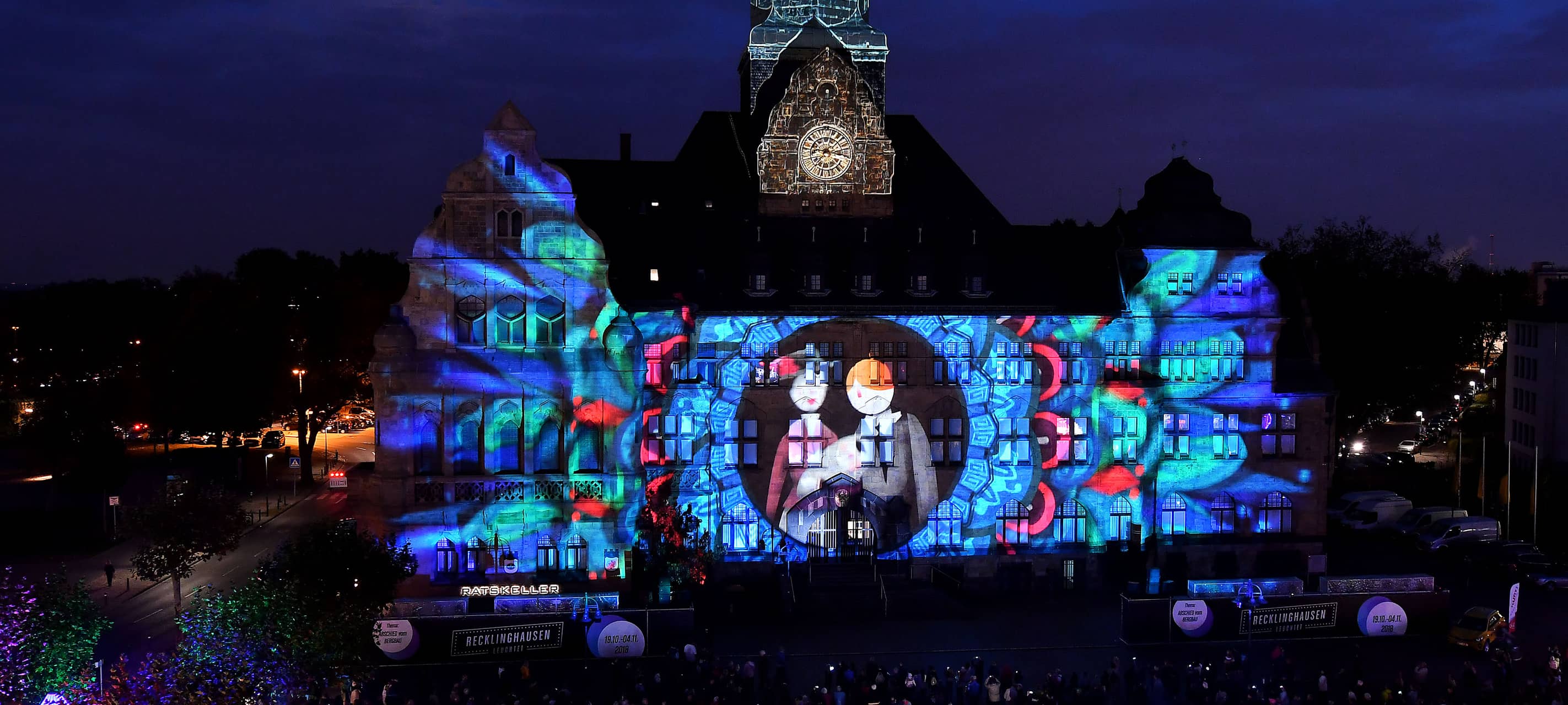 Die Rathausshow gehört immer zu den Highlights bei Recklinghausen leuchtet.