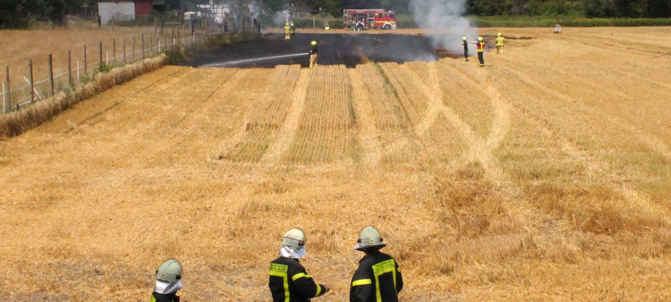 Feuerwehr löscht hektargroßes Getreidefeld
