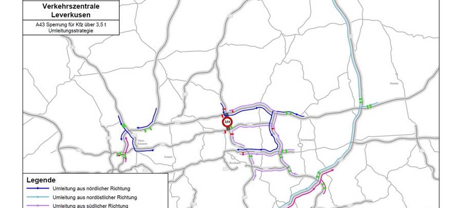 Projektplan und Fahrverbot A43 Emschertalbrücke