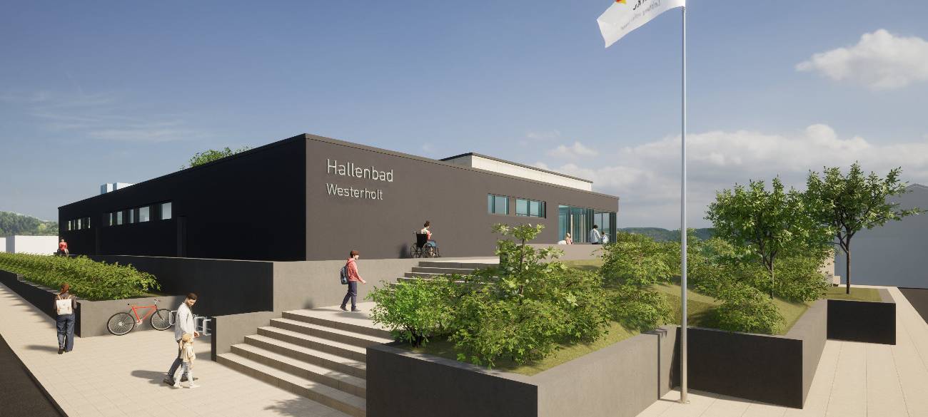 So soll das neue Hallenbad an der Storcksmährstraße in Herten-Westerholt aussehen.
