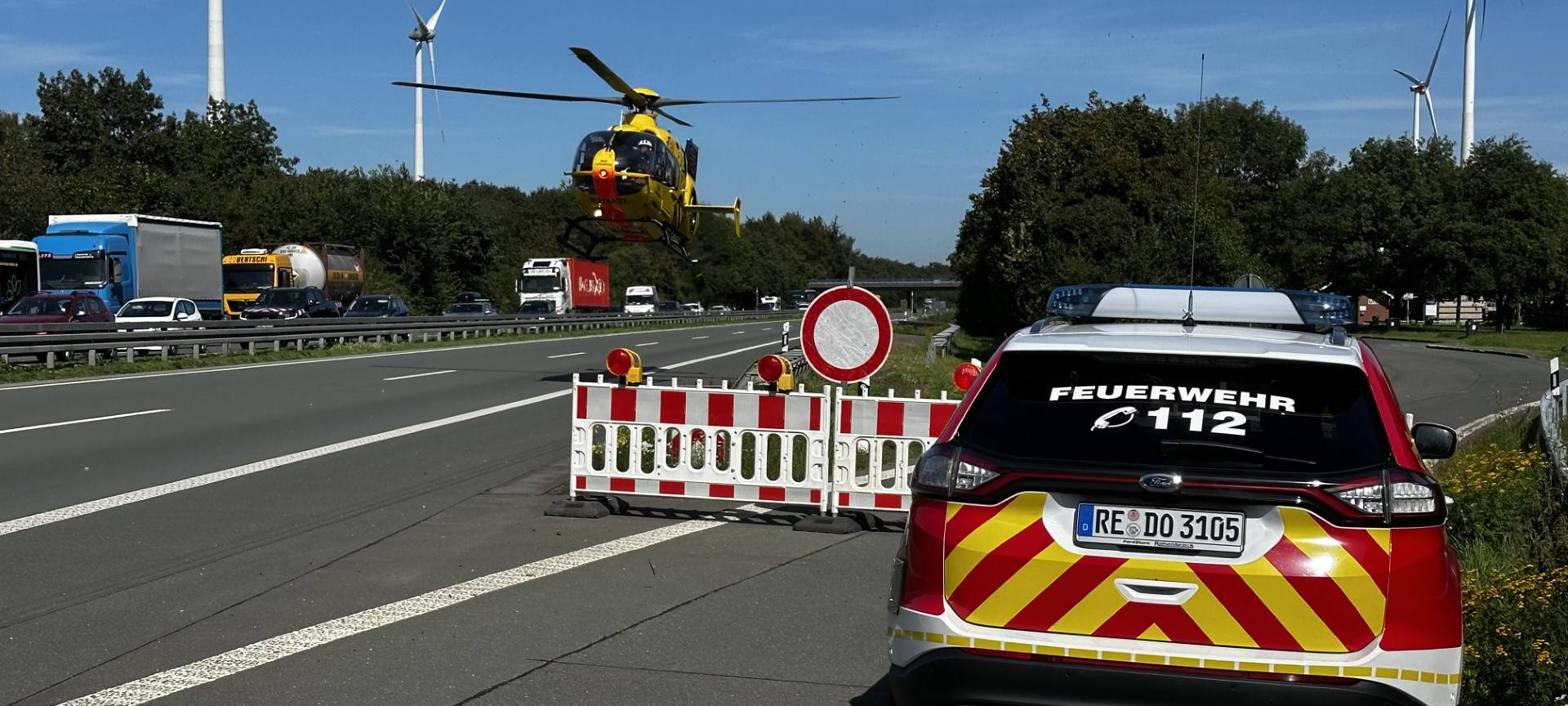 A31: Schwerer Unfall zwischen Dorsten-Lembeck und Reken