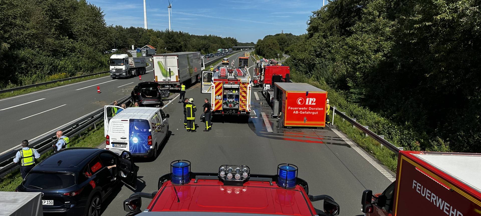 A31: Schwerer Unfall zwischen Dorsten-Lembeck und Reken