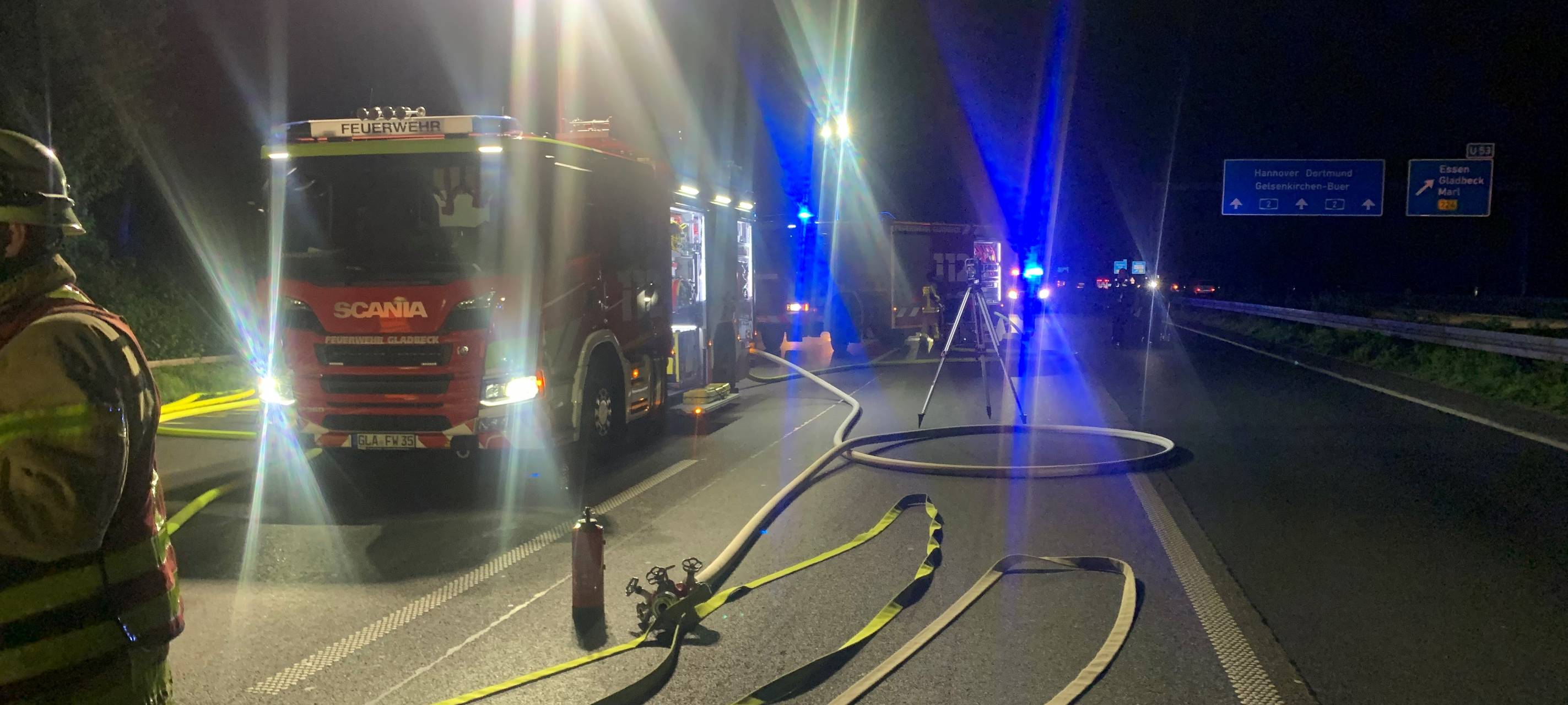 Unfall mit Tanklaster A2 bei Gladbeck