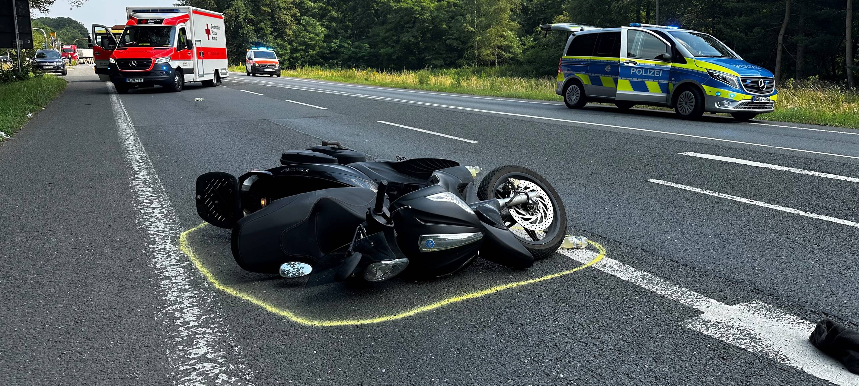 Unfall mit Auto und Motorrad zwischen Marl und Dorsten