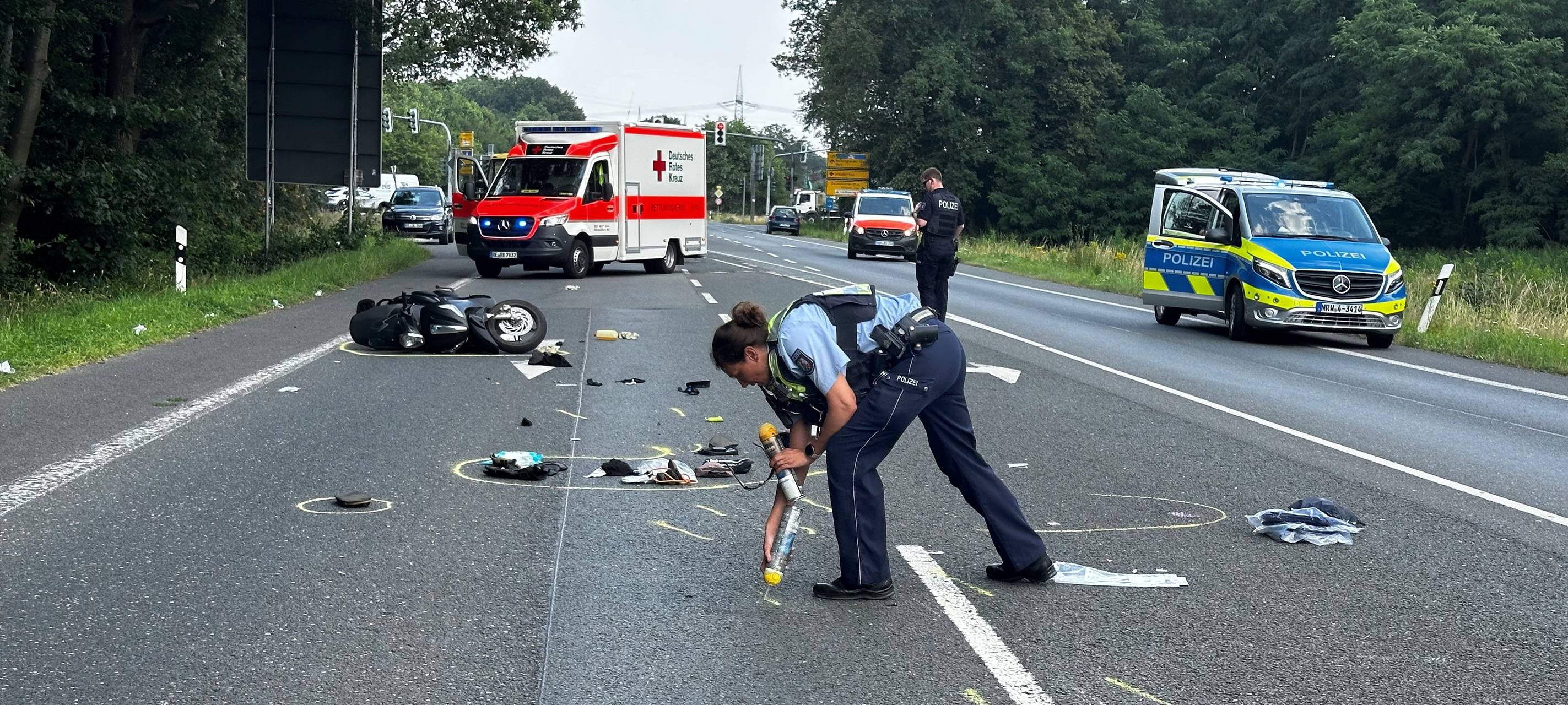 Unfall mit Auto und Motorrad zwischen Marl und Dorsten