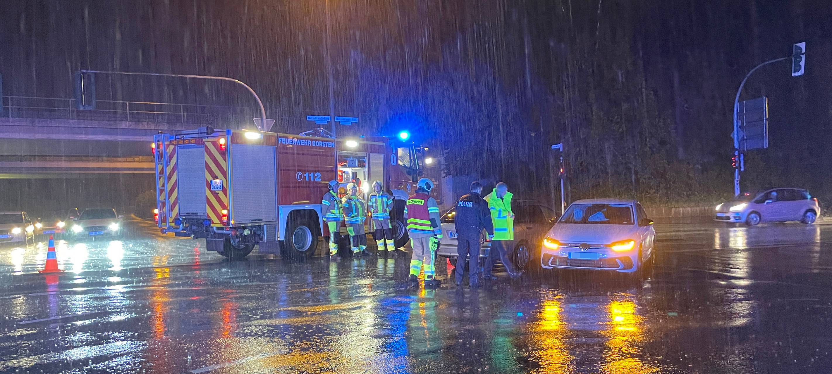 Verkehrsunfall bei Starkregen in Dorsten