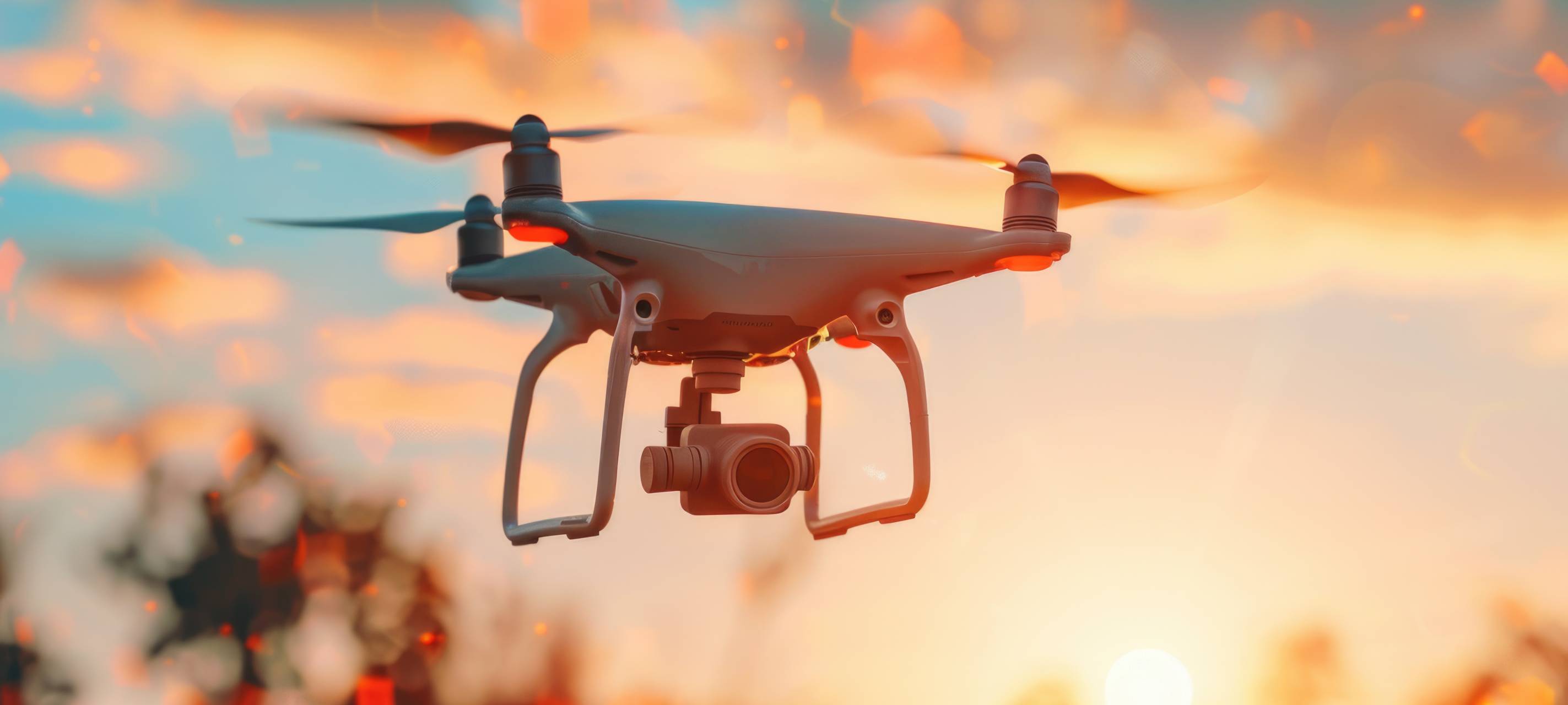 Drohne fliegt durch die Luft.