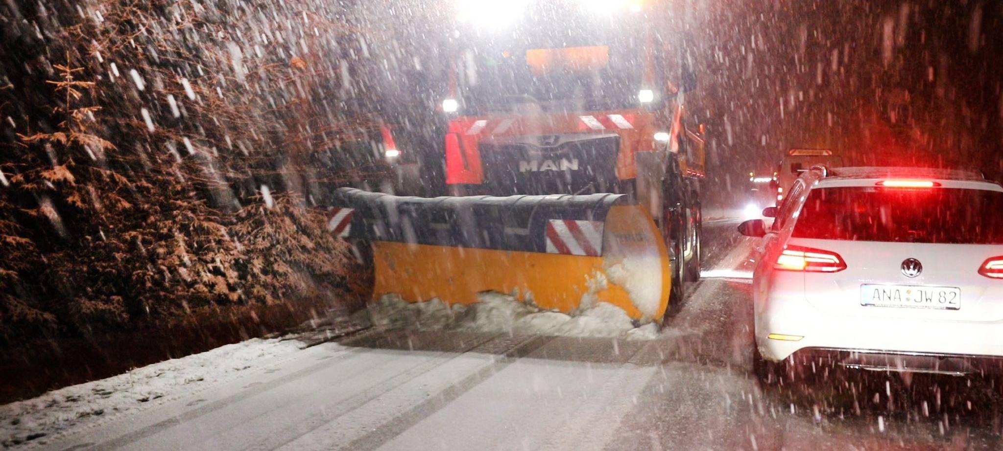 Wintereinbruch im Erzgebirge