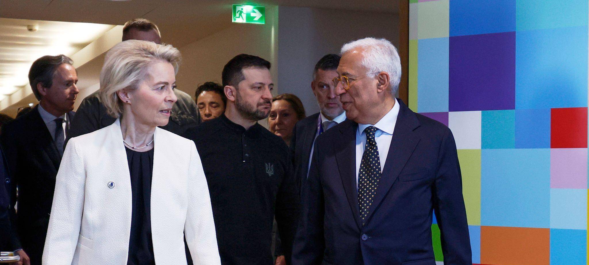 Ursula von der Leyen, Wolodymyr Selenskyj und Antonio Costa
