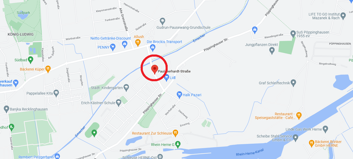 Die Sperrung befindet sich im Roten Kreis auf der Karte